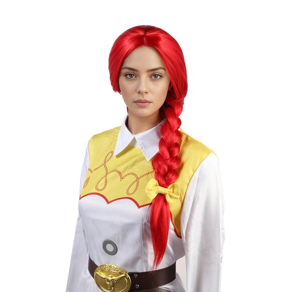 Wig with bangs Halloween Costume Accessories - Red / Braided - Picture 2 of 6